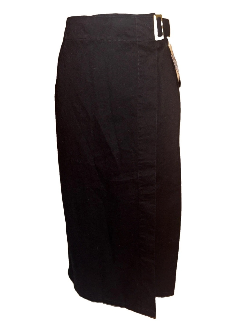 Preview International cotton Black Maxi Skirt with Side Buckle